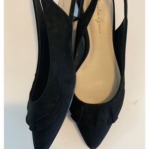 Black pointed toe flats Amelia Grace velvet 7.5